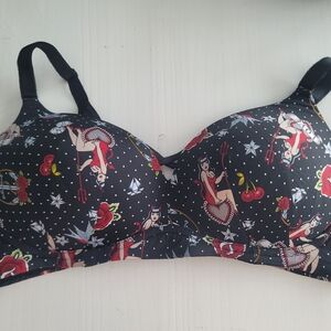 Playful Black Printed Women's Bra